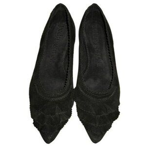 EUC REAL SUEDE Pedro Garcia Anais Ruffle Ballet Flats Brown US 7.5